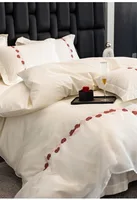 Ensemble de quatre pièces en coton hommage satin haut de gamme, simple et luxueux, rencontre un ensemble de lit, années 50 6