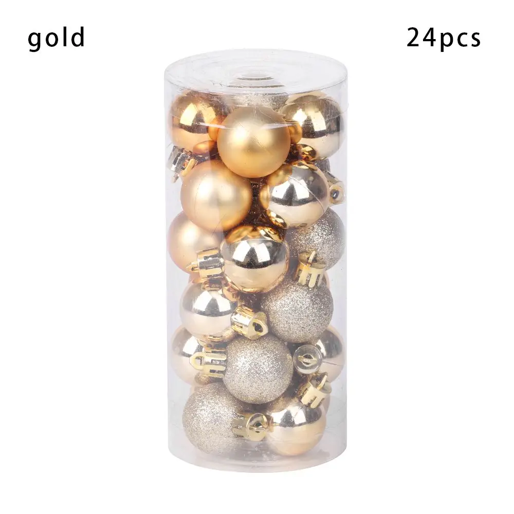 12/24 piezas de bolas decorativas para árbol de Navidad de 3 a 4 cm, bolas de plástico doradas y plateadas, adornos colgantes para el hogar, Año Nuevo, Navidad