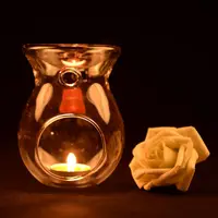 Nordic Home Decor Glass Candle Heat Resistant Oil Furnace Aroma Burner Holder Candlestick Vase Romantic Wedding Decoration 2