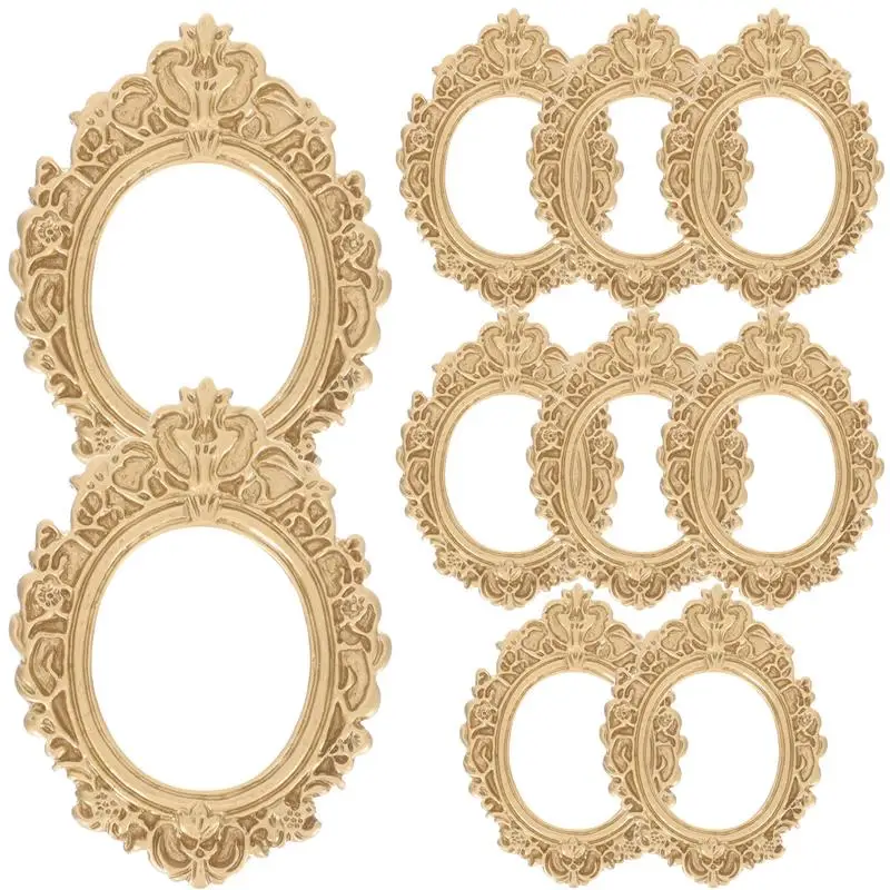 16 Stück Mini-Vintage-Rahmen Gold - Miniatur Bilderrahmen Harz Für Schmuck, Fotos, Wandcollagen & Deko, Goldfarben