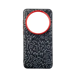 Case in pelle geometrica graffiti con sacchettino magnetico e design con guscio rigido
