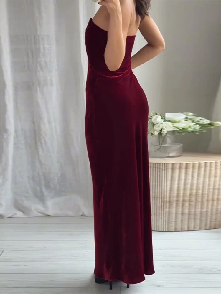 Samt Liebsten Lange, Figurbetontes Kleid Frauen Elegante Ärmellose Backless Taille Cinching Hüfte Paket Party Abendkleider Neue Roben – Detail 8