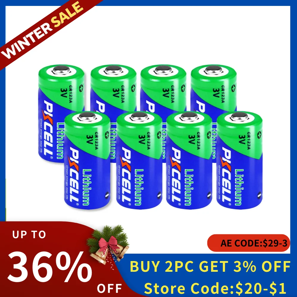 8PC PKCELL CR123A 3V Lithium Battery 123 123A BR2/3A CR123 High-Voltage Batteries Use In LED torches And Digital Cameras lithium battery