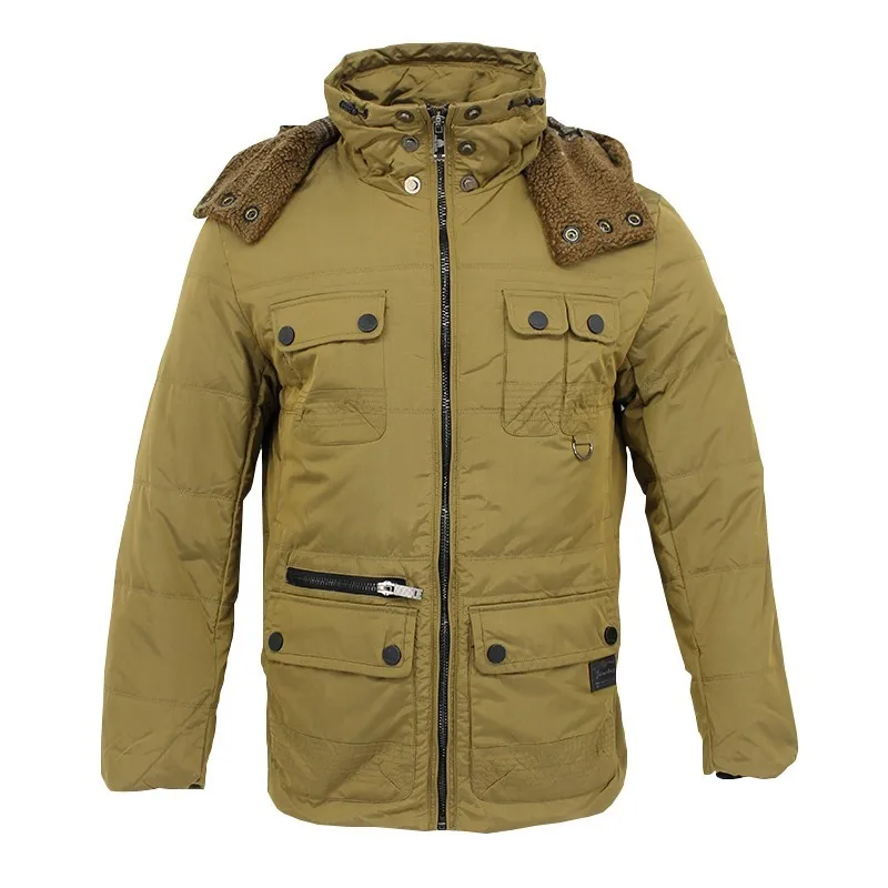 

White Duck Down Jacket with Multi Pocket, Warm Cotton Jacket, Workwear, Low Price Treatment, White
