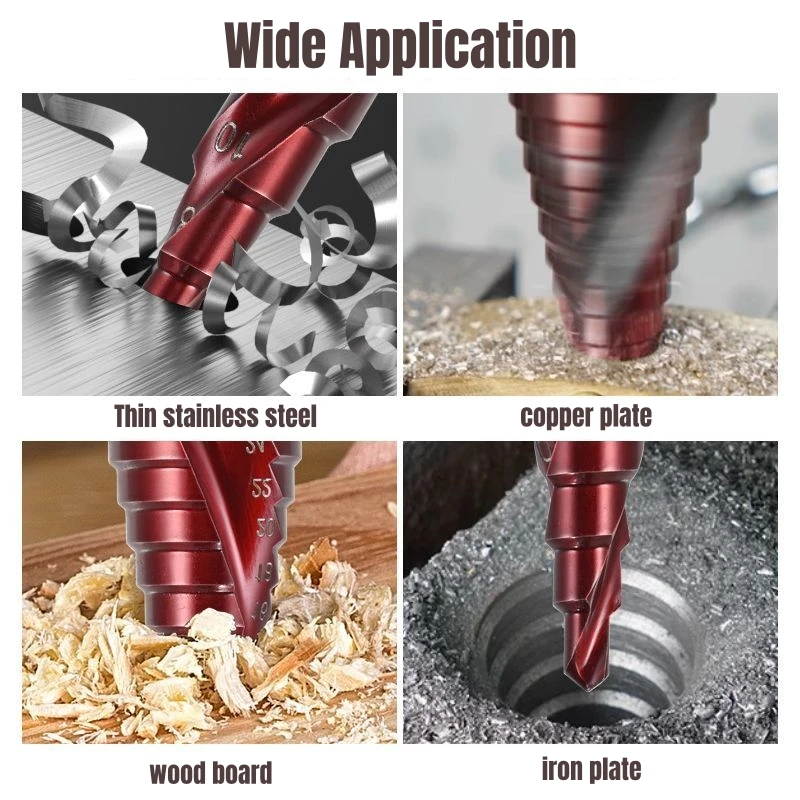 Cobalt Titanium Metric Step Drill Bit Set with Spiral Flute