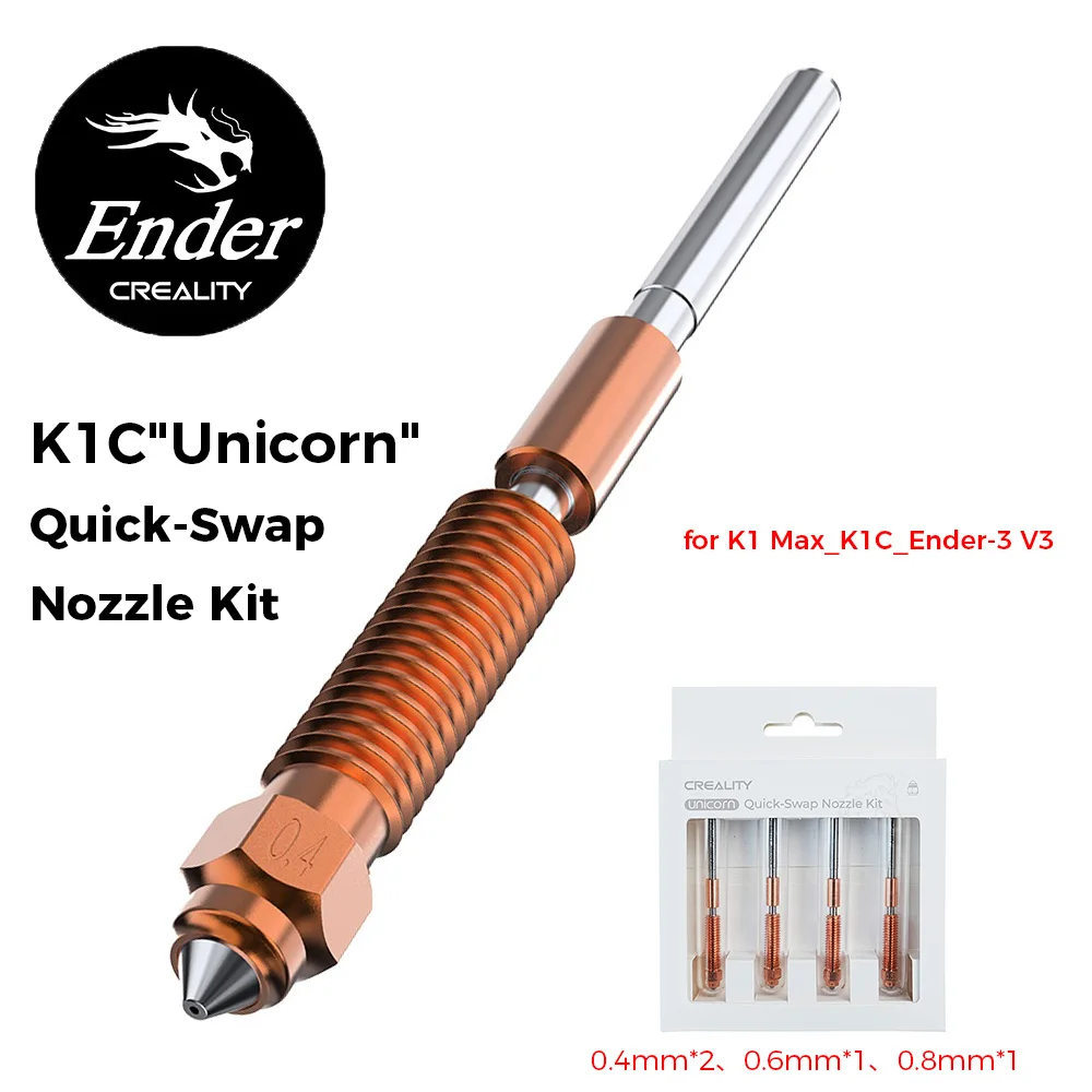 

Creality K1 Max_K1C_Ender-3 V3 Unicorn Quick-Swap Nozzle Kit Swift Installation High-Flow Printing Upgraded Material