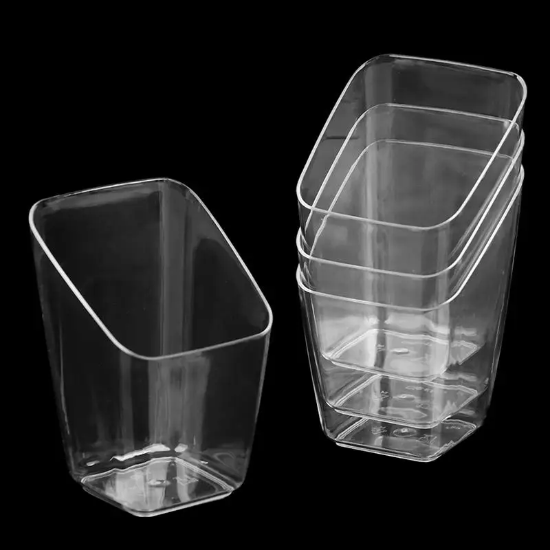 10Pcs 80Ml Bevel Dessert Cup Plastic Mini Ice Cream Mousse Cup