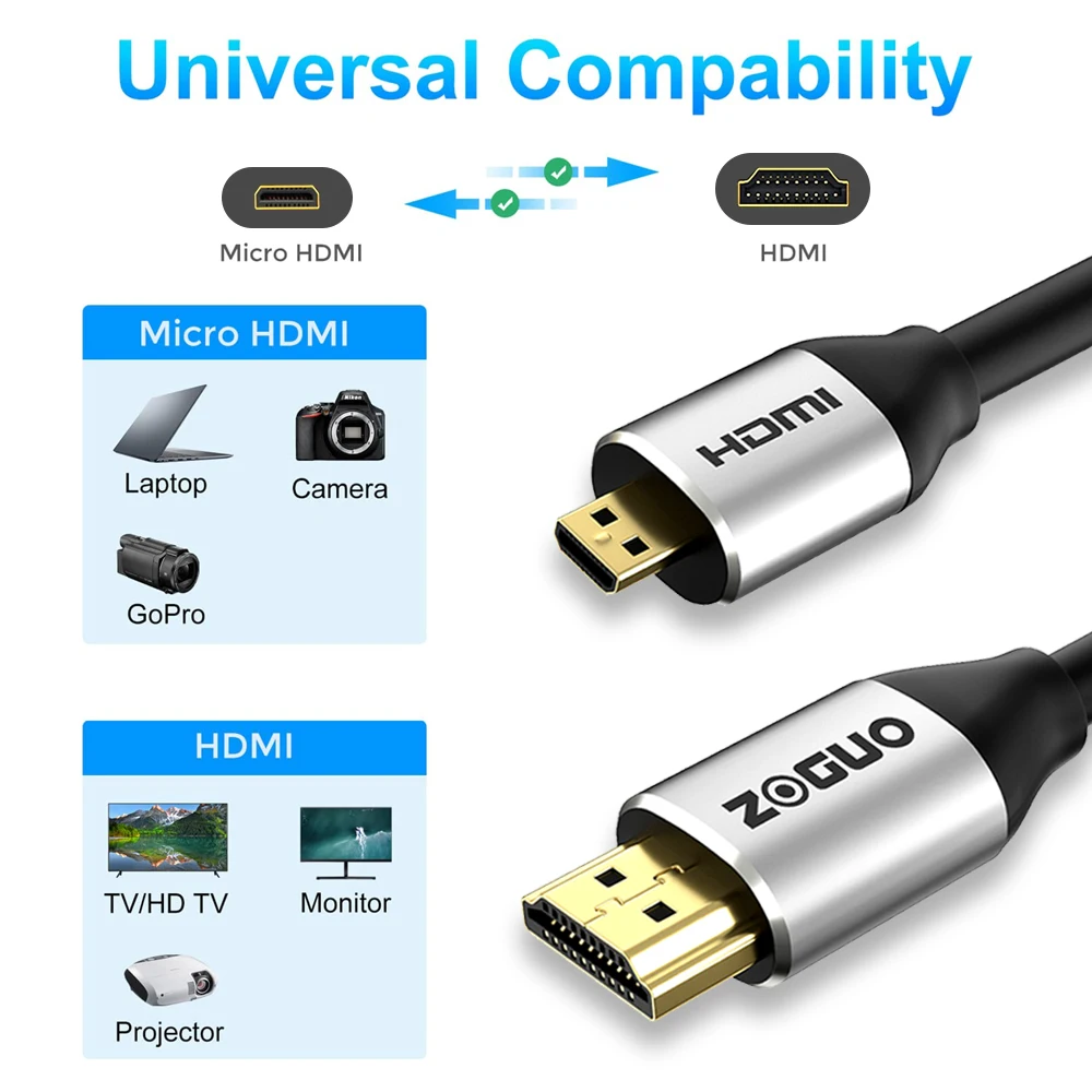 HDMI cable High Speed Micro HDMI to HDMI 2.0 4K 3D 1080P
