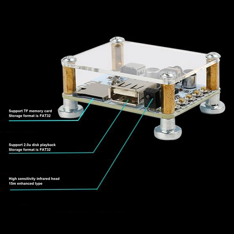 BT5.0 오디오 리시버 디코딩 모듈, 3.5Mm 오디오 케이블, 안테나, 리모컨 무선 자동차 오디오 앰프 라디오 DIY