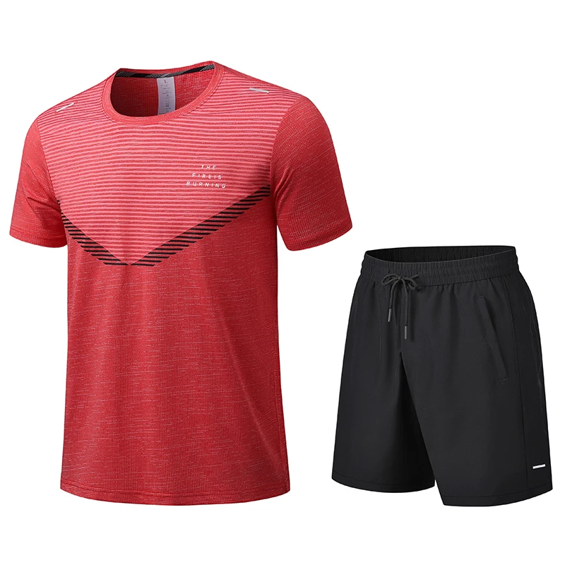 

New Summer Tracksuit Men Sportswear Suit Casual Sets Short-Sleeve T Shirt + Shorts Male Quick Dry Breathable Clothing