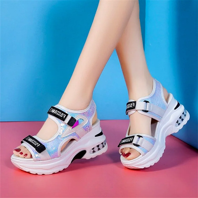 Comfort casual sport sandals women 2022 platform chunky wedge heel