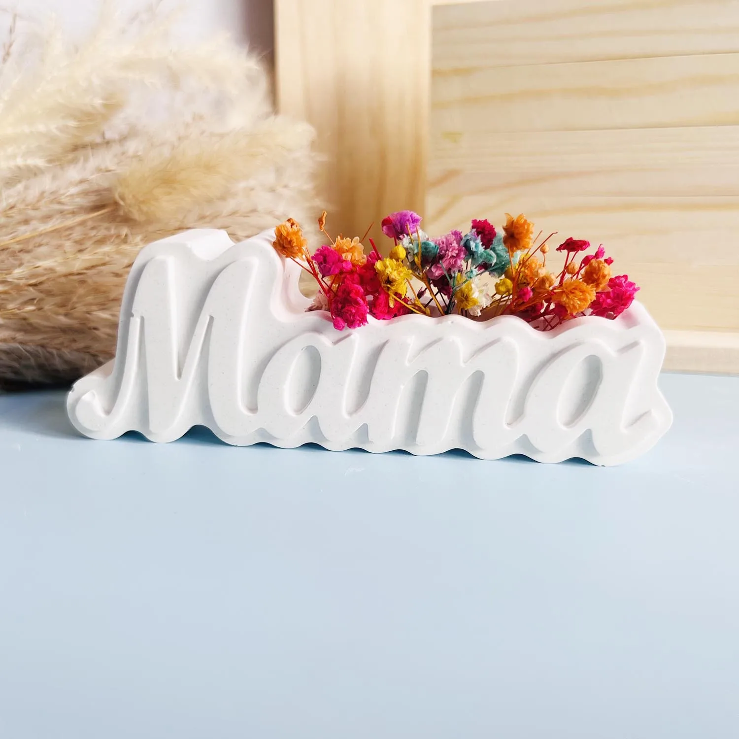 3D Mama Letter Flower Pot Silicone Mold Handmade Mother's Day Gift Home Decoration Letter Vase DIY Plaster Cement Drop Glue Mold silicone mold