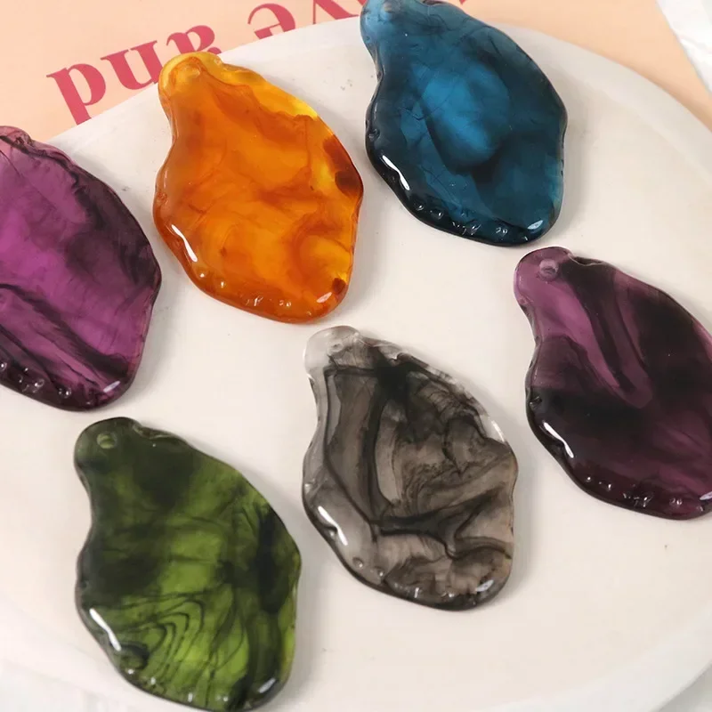 5pcs 홍콩 스타일 빈티지 잉크 얼룩 천공 특수 모양의 시트 DIY 수지 카보숑 액세서리 귀걸이 머리 장식