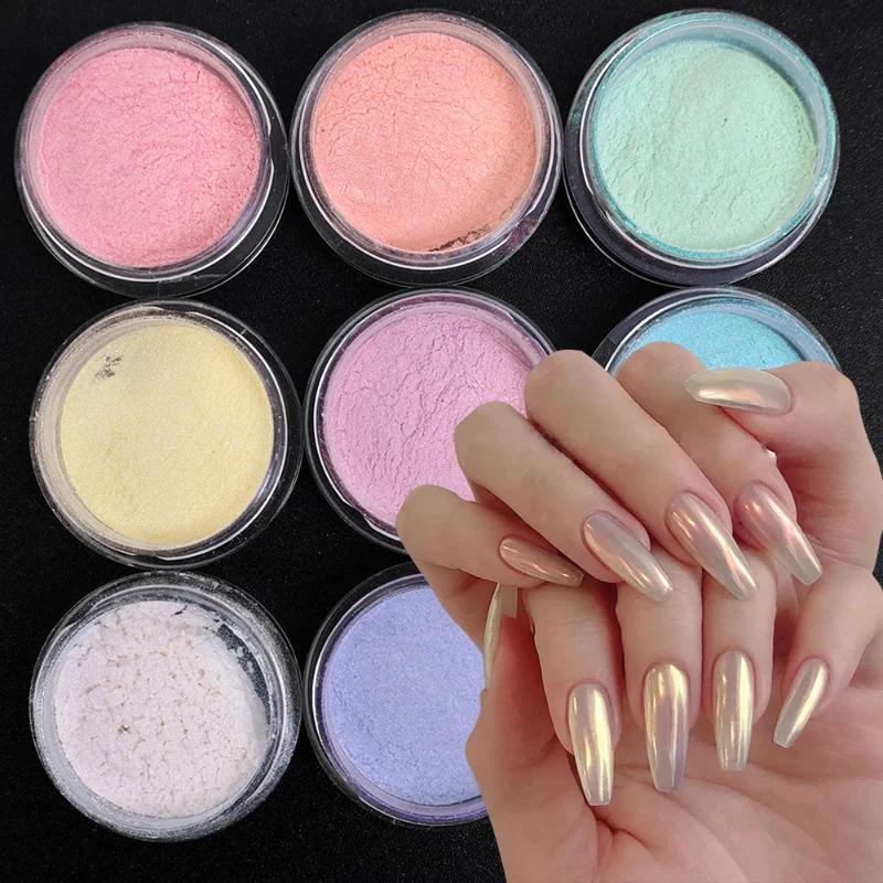 

Aurora Transparent Nail Powder Dust Blue Green Glitter Shiny Holographic Colorful Nails Art Pigment Powder Manicure Decoration