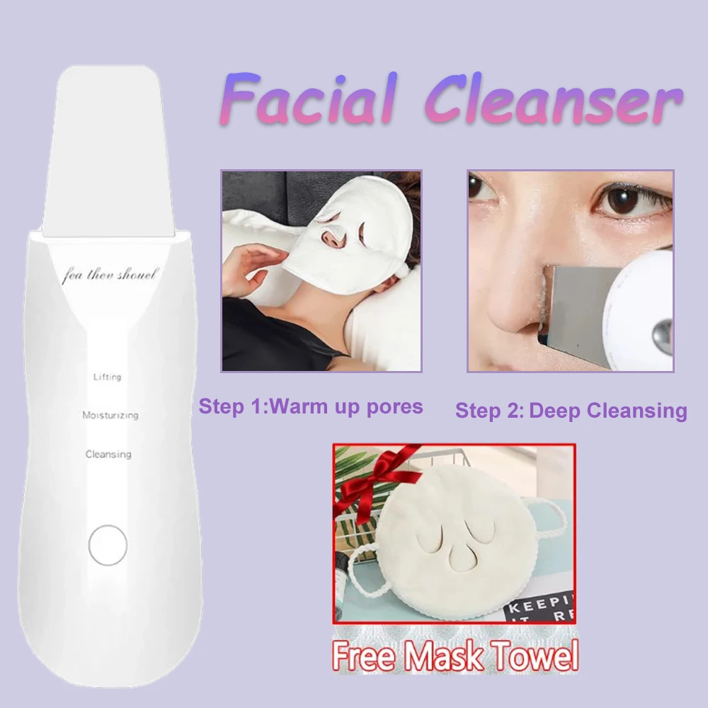 Skin Scrubber Ultrasonic Peeling Blackhead Remover Deep Vibrate Face Scrubber Pore Cleaner Facial Shovel Massager