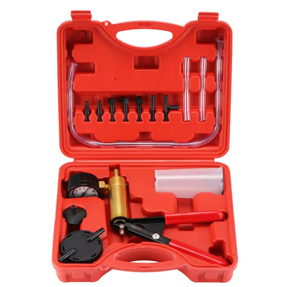 Hand Held Vacuum Pistol Pump Tester Kit DIY Brake Fluid Bleeder Tools Aluminum Pump Body Pressure Vacuum Gauge Multi-functional
