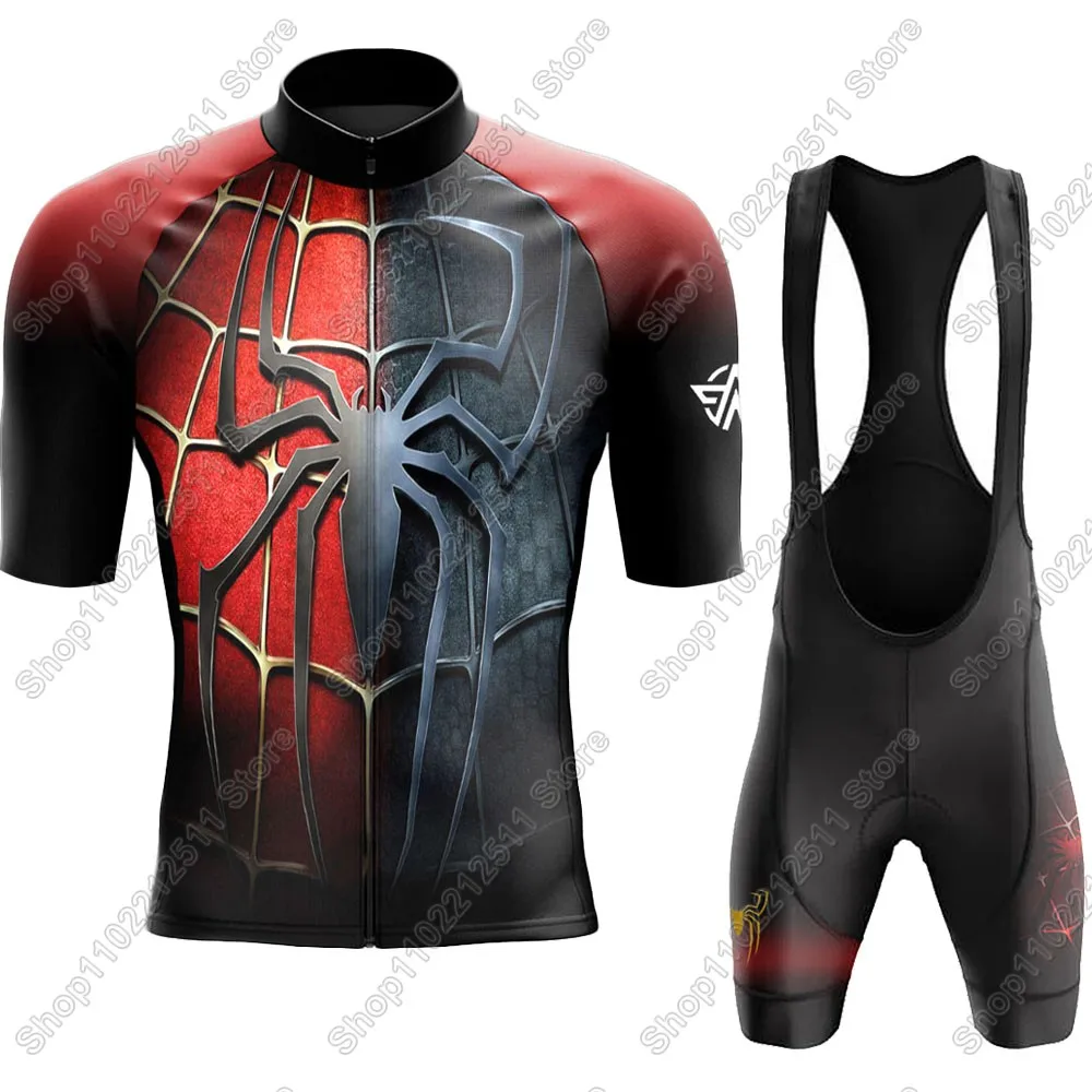 2025 Spiderful Cycling Jersey Set Summer Men Bicycle Clothing Road Bike Shirts Suit Bicycle Bib Shorts MTB Ropa Maillot 3