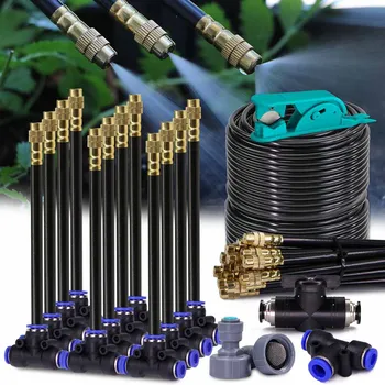 30-5m Misting Cooling System 1/4" 4/6mm 360° Free Bend Adjustable Nozzle Atomizer Sprayer for Outdoor Garden Irrigation 1