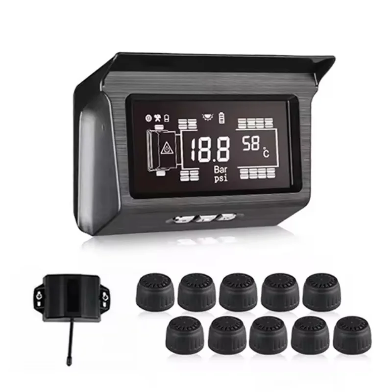 LKW-Reifendruckmesser Solarladung Digitales Reifendrucksystem 6-Rad-Außensensor