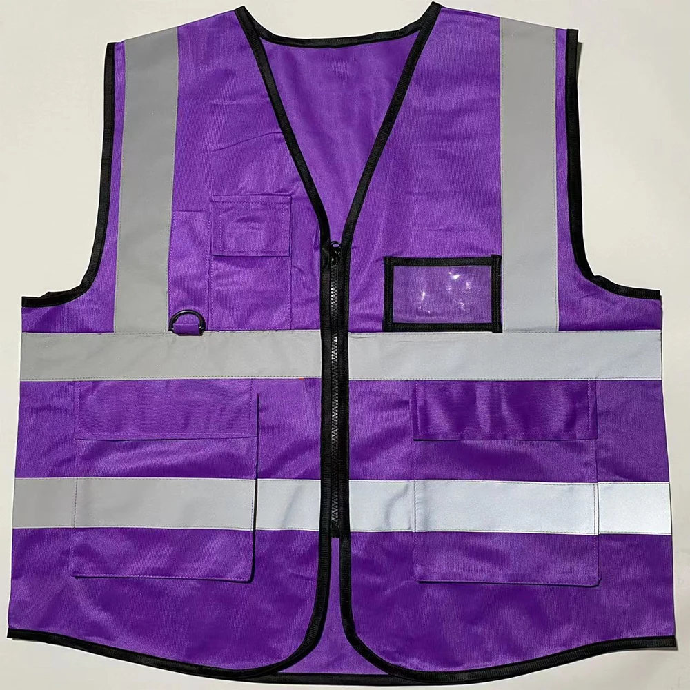 Purple Safety Vest for Men Women Hi Vis Workwear Construction Security-protection High Visibility Working Clothes