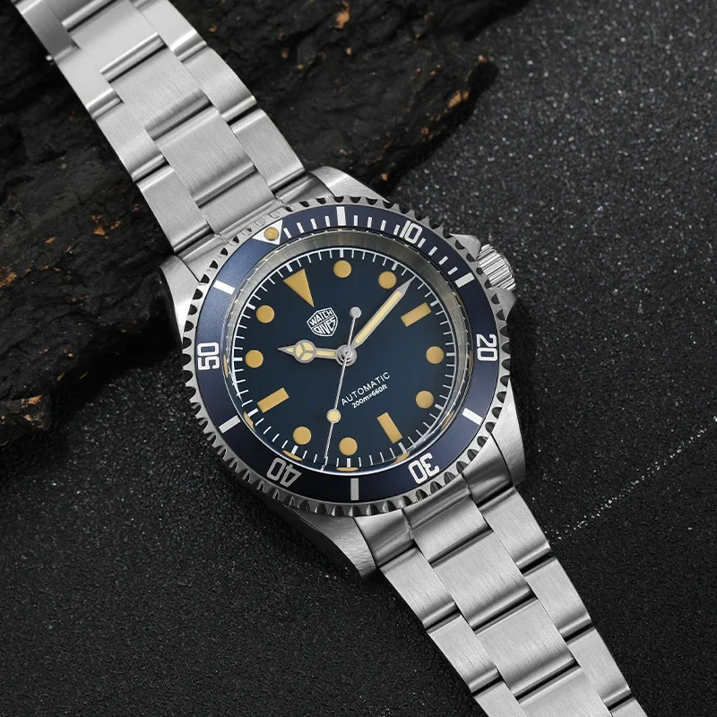 2024 New Watchdives 40mm Vintage Sub Watch NH35 Automatic Domed Sapphire 20ATM C3 BGW9 Luminous 316L Steel Men Diver Wristwatch 3
