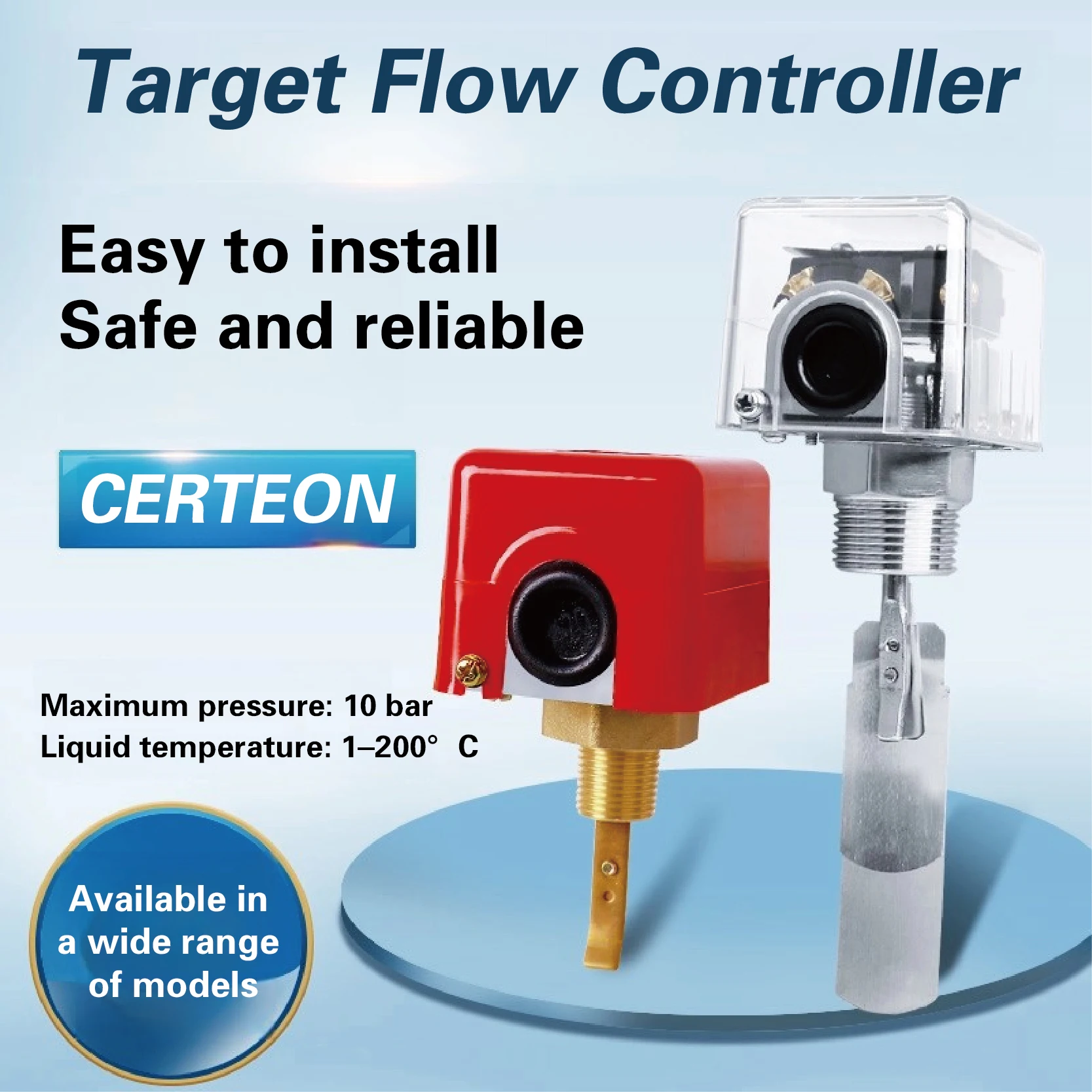 Paddle Flow Switch Target Flow Controller Adjustable Inline Liquid Sensor Mechanical Pipe Fluid Monitor