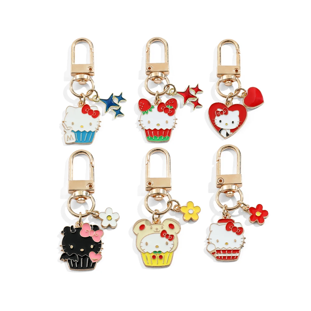 

Sanrio Hello Kitty Kuromi Cinnamoroll Kawaii Cute Metal Enamel Pendant Bag Accessories Toys Gifts For Friend