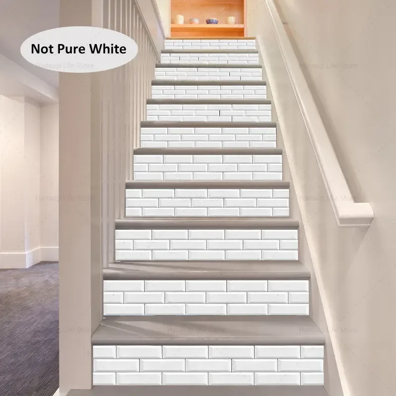 Retro Tile Geometric Stair Stickers Self Adhesive PVC Removable Floor Stairway Cover Art Staircase Decal Stairs Mural 6pcs/13pcs