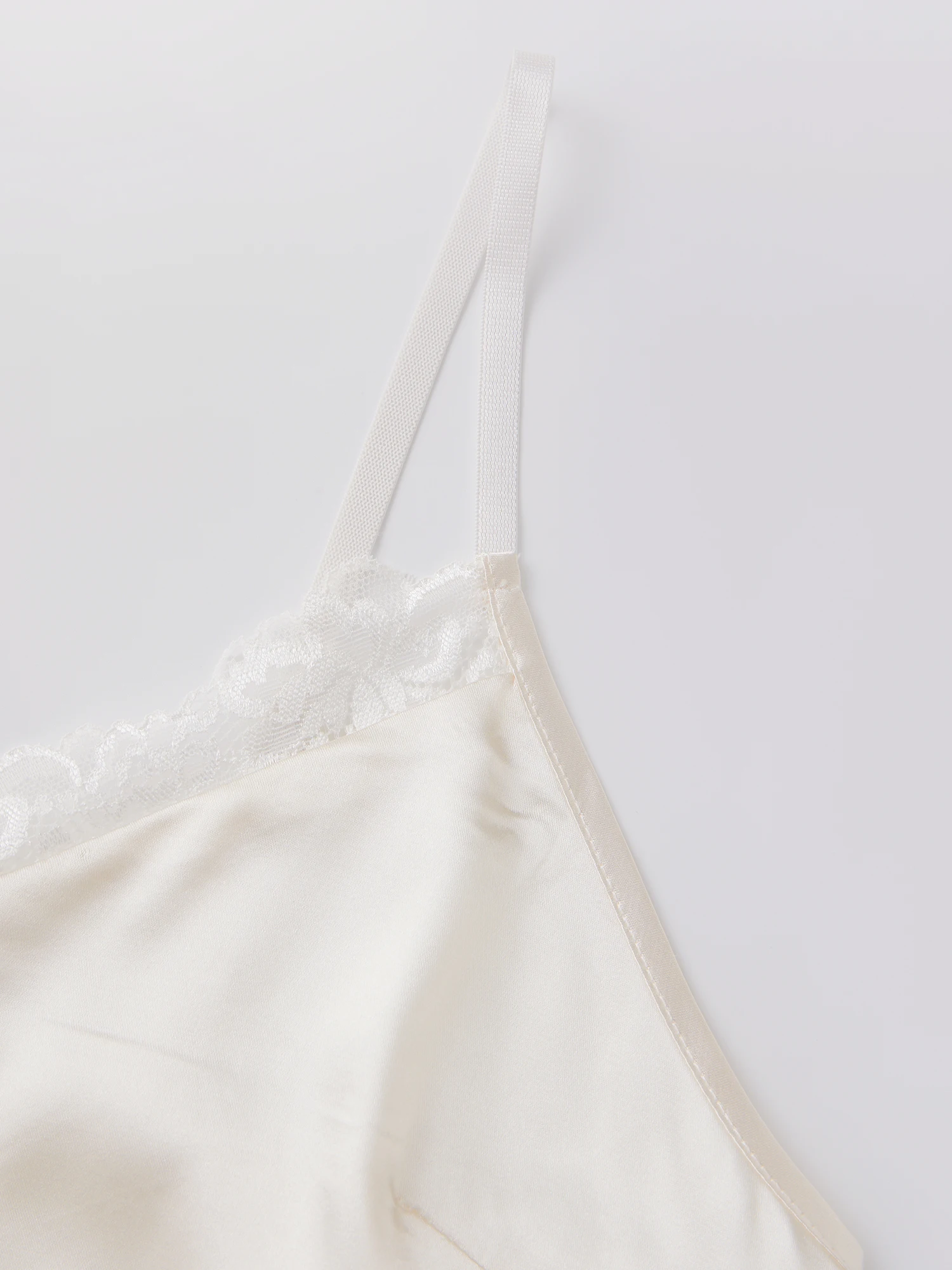 Elegant Champagne Lace Trimmed Slip Dress with Spaghetti Straps and V-Neckline Women s Sleeveless Mini Lingerie Dress