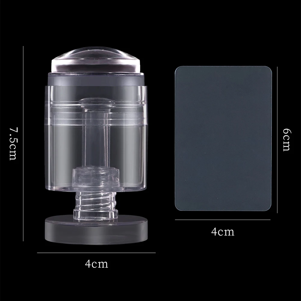 New Rotatable Transparent Stamps Variable Pattern Size Silicone Fingertip Printing French Nail Seal Stamper Scraper Tool 4