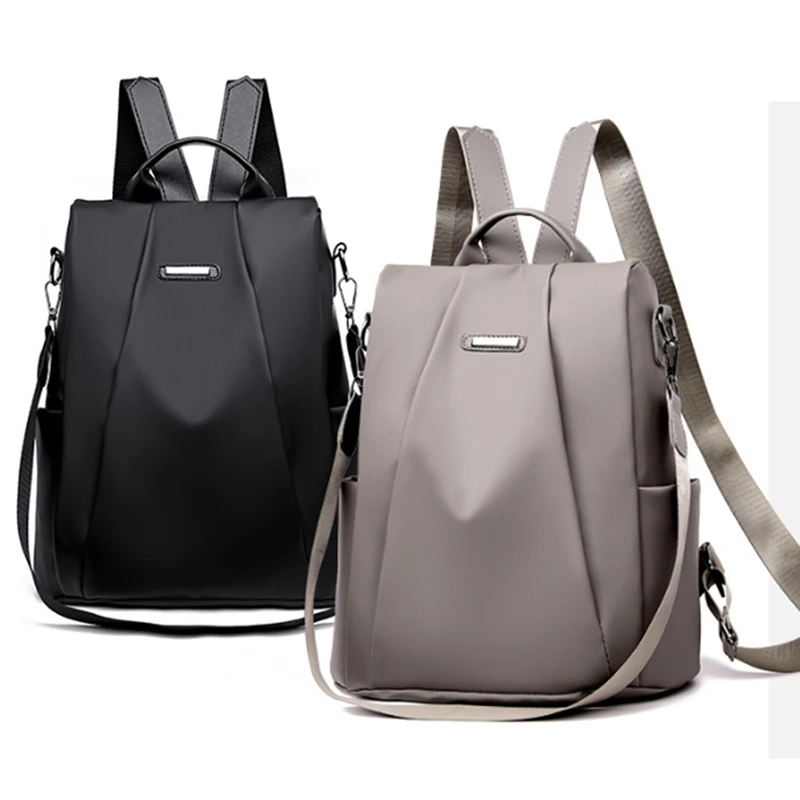 

2023 Hot Women's Backpack Casual Nylon Solid Color School Bag Fashion Detachable Shoulder Strap Shoulder Bag