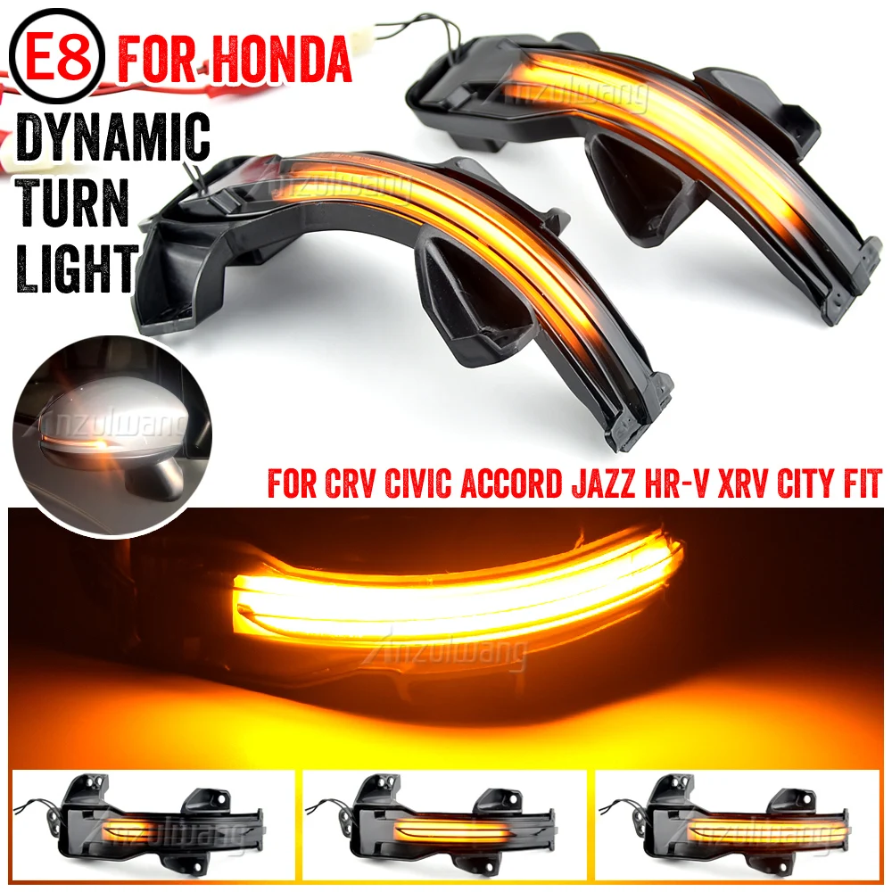A Pair Dynamic Turn Signal Lights For Honda CRV 2013 2021 Accord Fit