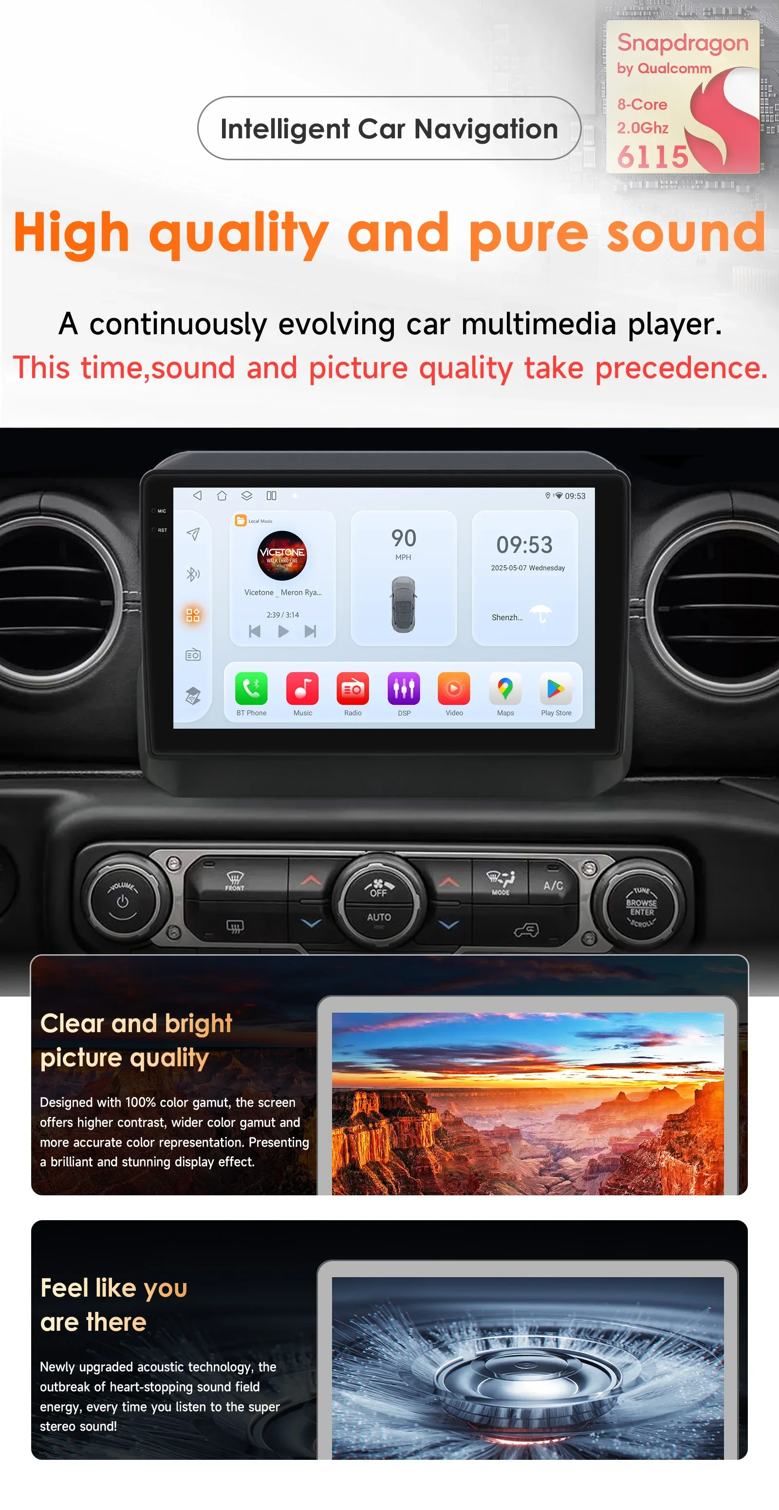 Intelligentes Auto-Multimediasystem für Jeep Wrangler Gladiator 2018-2023 Carplay GPS Android Auto WIFI DSP Autoplayer mit Snapdragon 6115 – Detail 2