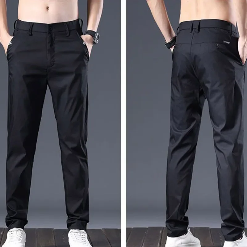 Summer Elegant Fashion Harajuku Slim Fit Trousers Loose All Match Sport Casual Pants Solid Pockets Thin Style Straight Leg Pants