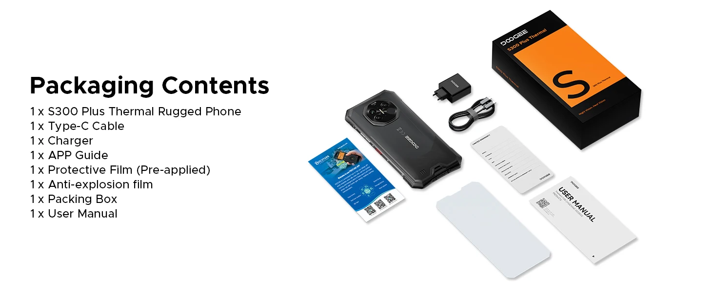 DOOGEE S300 Plus Thermal 5G Rugged Phone Thermal Imaging Dimensity 8300 6.78" 200MP AI Camera 48GB(12+36) RAM 1TB ROM 11000mAh Battery Android 16 66W Fast Charging Smartphone