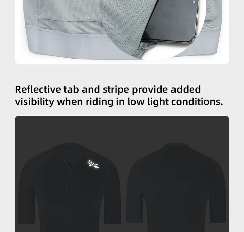 YKYWBIKE 2026 Herren Radtrikot Sommer Rennrad-Shirt YKK Reißverschluss Fahrradtrikot Atmungsaktiv Aerodynamisch Raglan-Ärmel – Detail 18