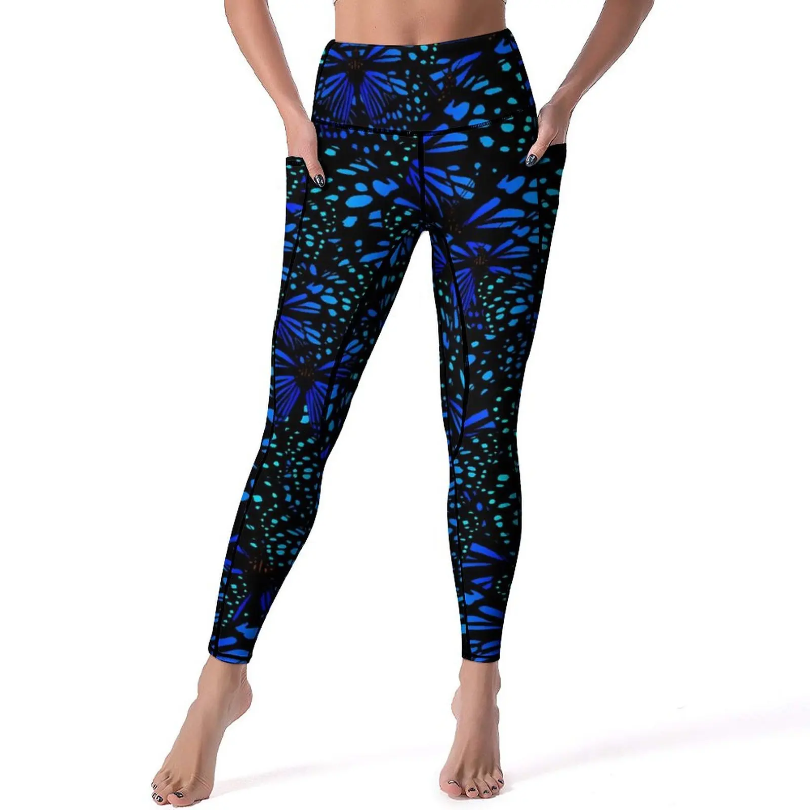 

Blue Butterfly Leggings Cute Animal Fitness Yoga Pants High Waist Aesthetic Leggins Stretch Design Sports Tights Gift