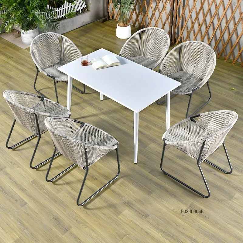 Outdoor Courtyard Garden Chairs Terrace Leisure Table and Chair Waterproof Sun-proof Imitation Rattan Chairs Outdoor Furniture