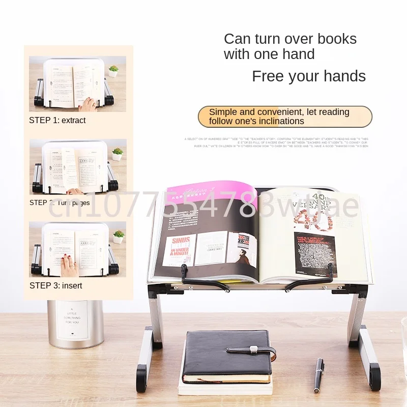 

Multi functional reading stand with raised head, learning desk, book clip, and book stand