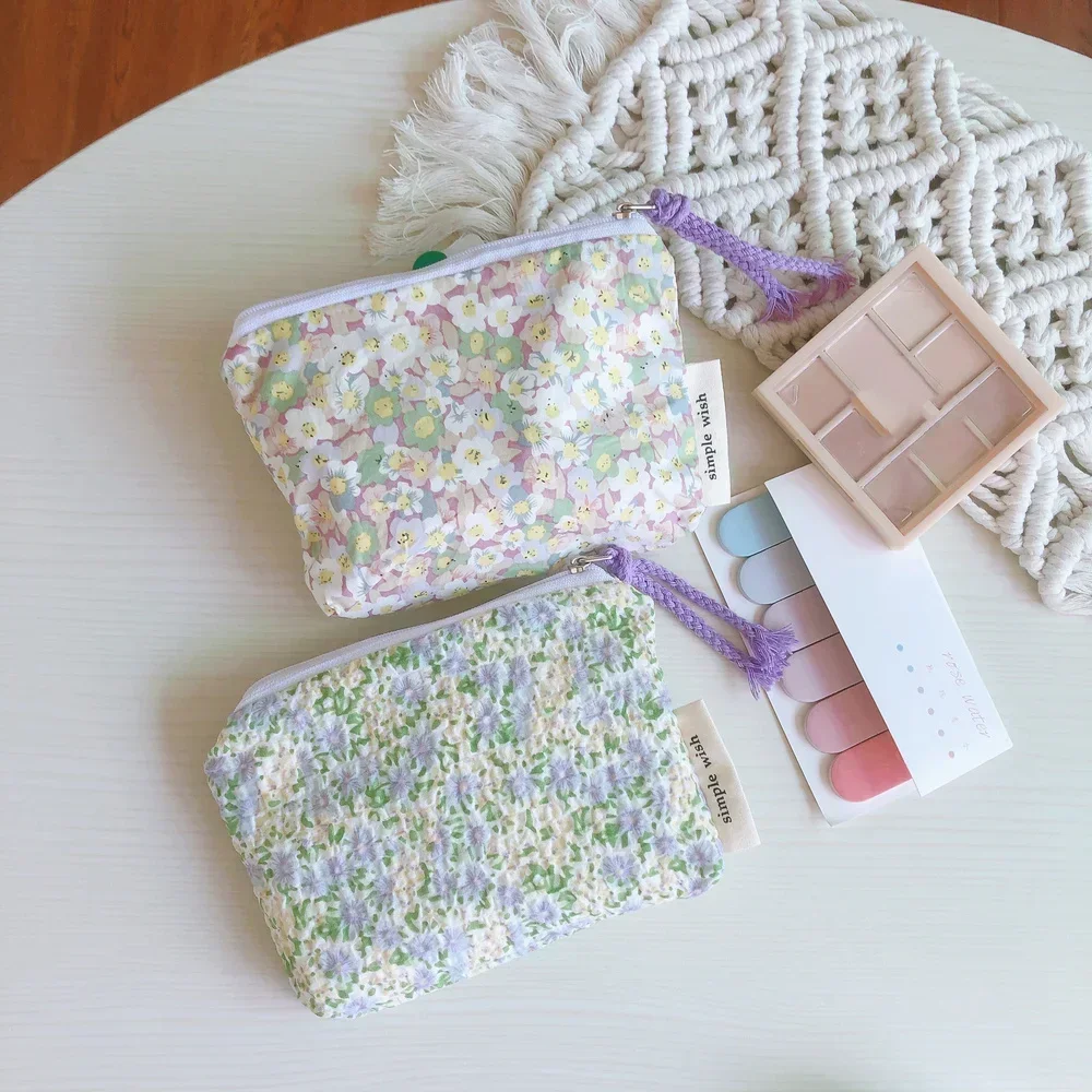 Makeup Organizer Cosmetic Bag Cosmetic Storage Bag Makeup Bag Cosmetic Case Small Cosmetic Make Up Bag Mini Cotton Floral Organizer Bags for Women Lipstick Makeup Case Children Purse Coin Pouch