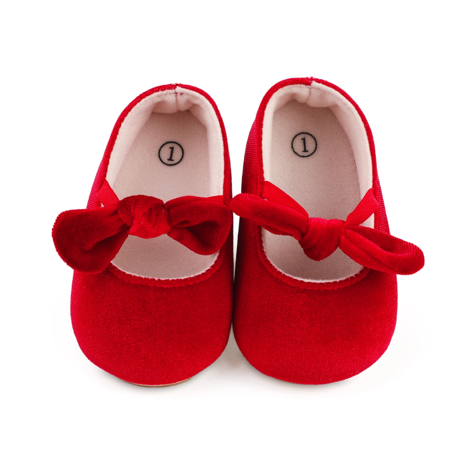 EWODOS Toddler Baby Girls Mary Jane Flats Sweet Bowknot Princess Dress Shoes Non-Slip Velvet Crib Shoes for Infant Babies Girls