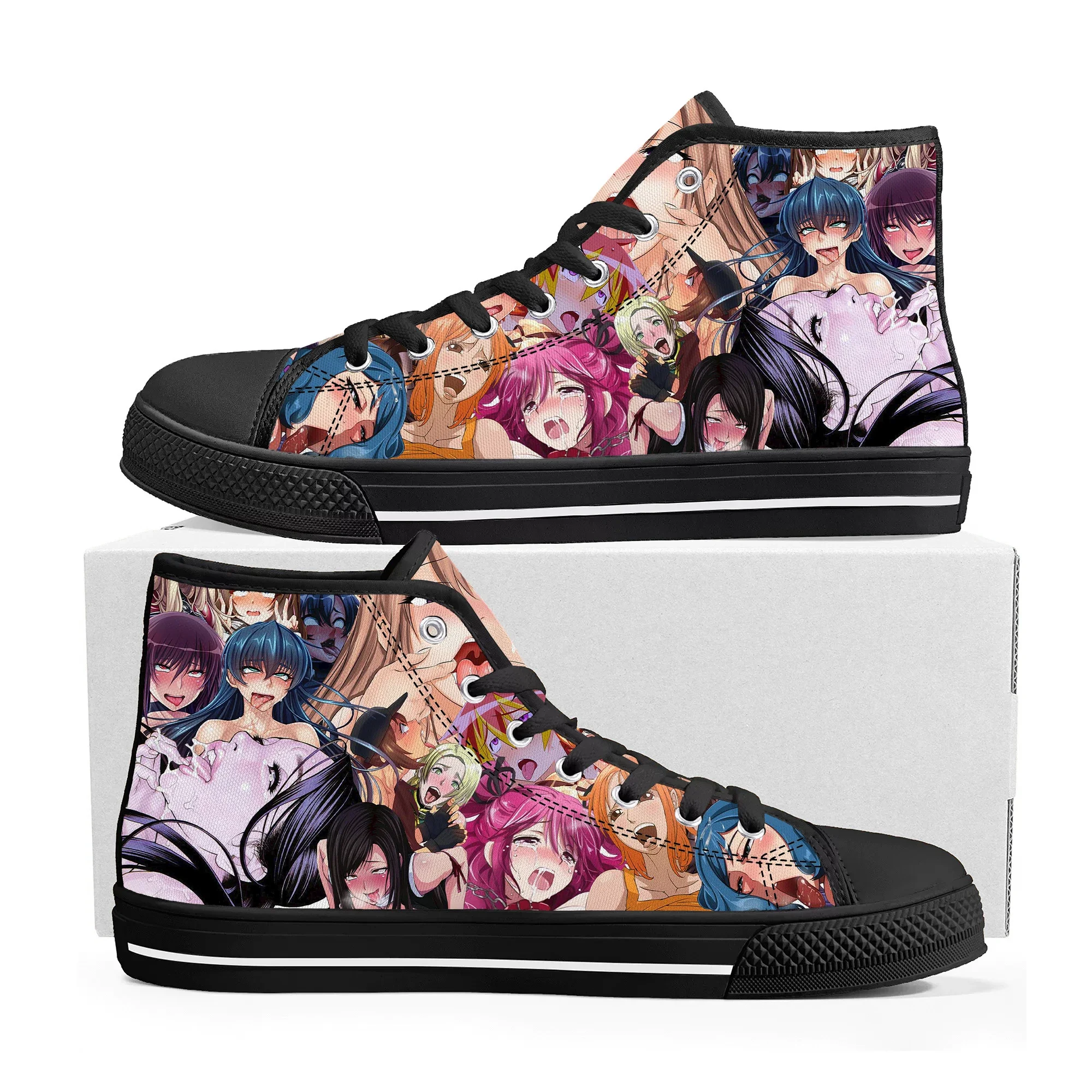 Cartoon A-Ahegaos High Top Sneakers Mens Womens Teenager Canvas High Quality Sneaker Casual Custom Made Shoes Customize DIY Shoe