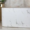 KEMAIDI 19" Ceramic White Vessel Sink with Gold Trim Porcelain Bathroom Marbled Rectangular Above Counter Bathroom Sink Faucet 3