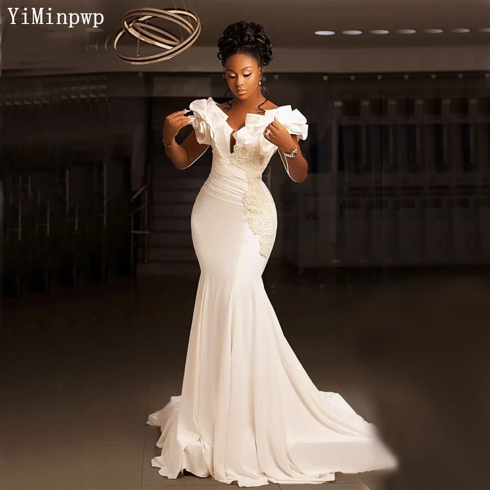 Elegant Mermaid Wedding Dresses for Bride Off Shoulder Corset Back ...