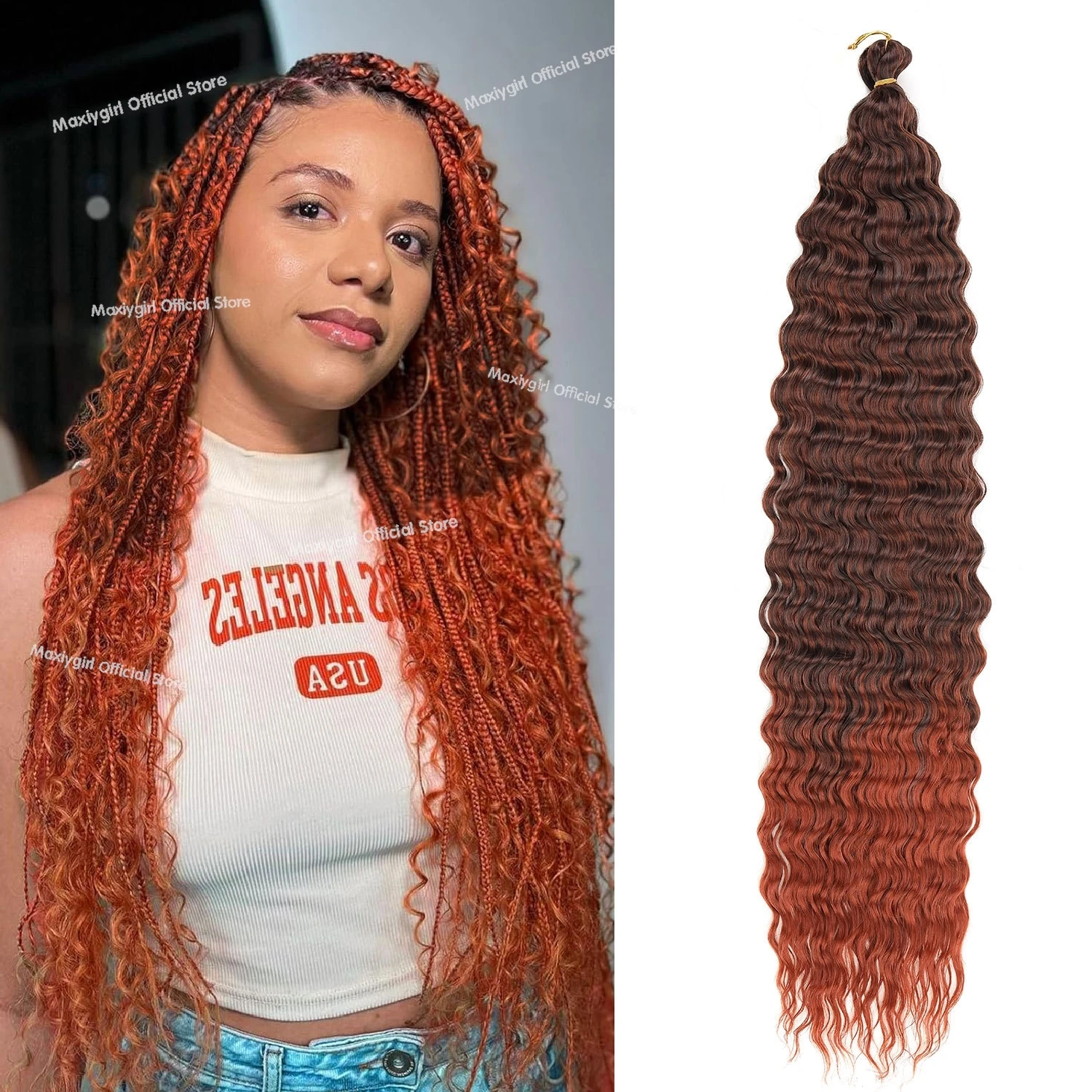 Hair 18 24 30 inch Synthetic Crochet Water Wave Pre-Loop Fluffy Braiding Passion Twist Low Temperature Fiber Hair Extensions