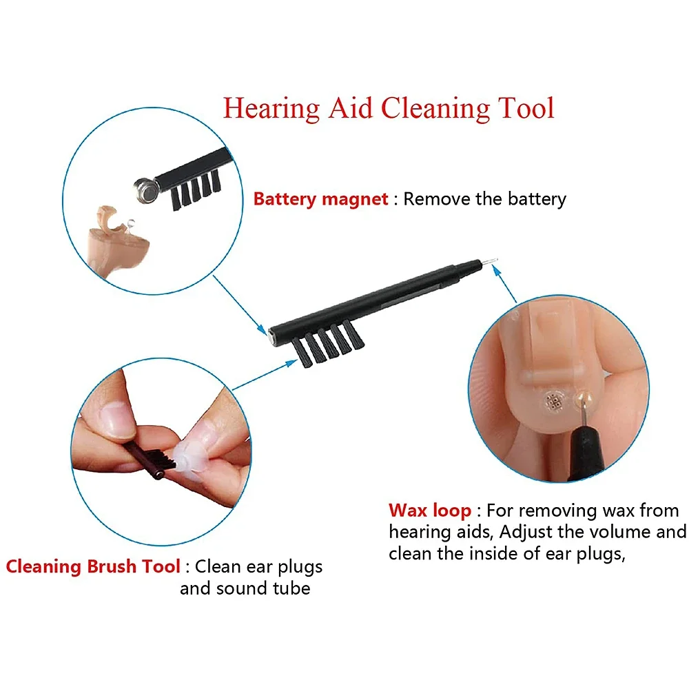 12 Pieces Hearing Aid Cleaning Brush Hearing Amplifier Brushes with Wax Loop and Magnet