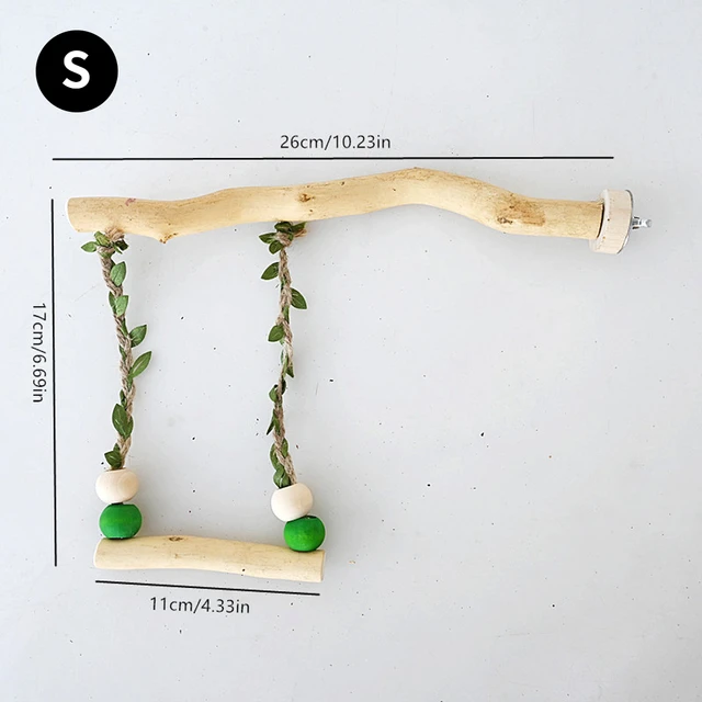 Wood Parrot Stand Pole Double Layer Swing Toy 5