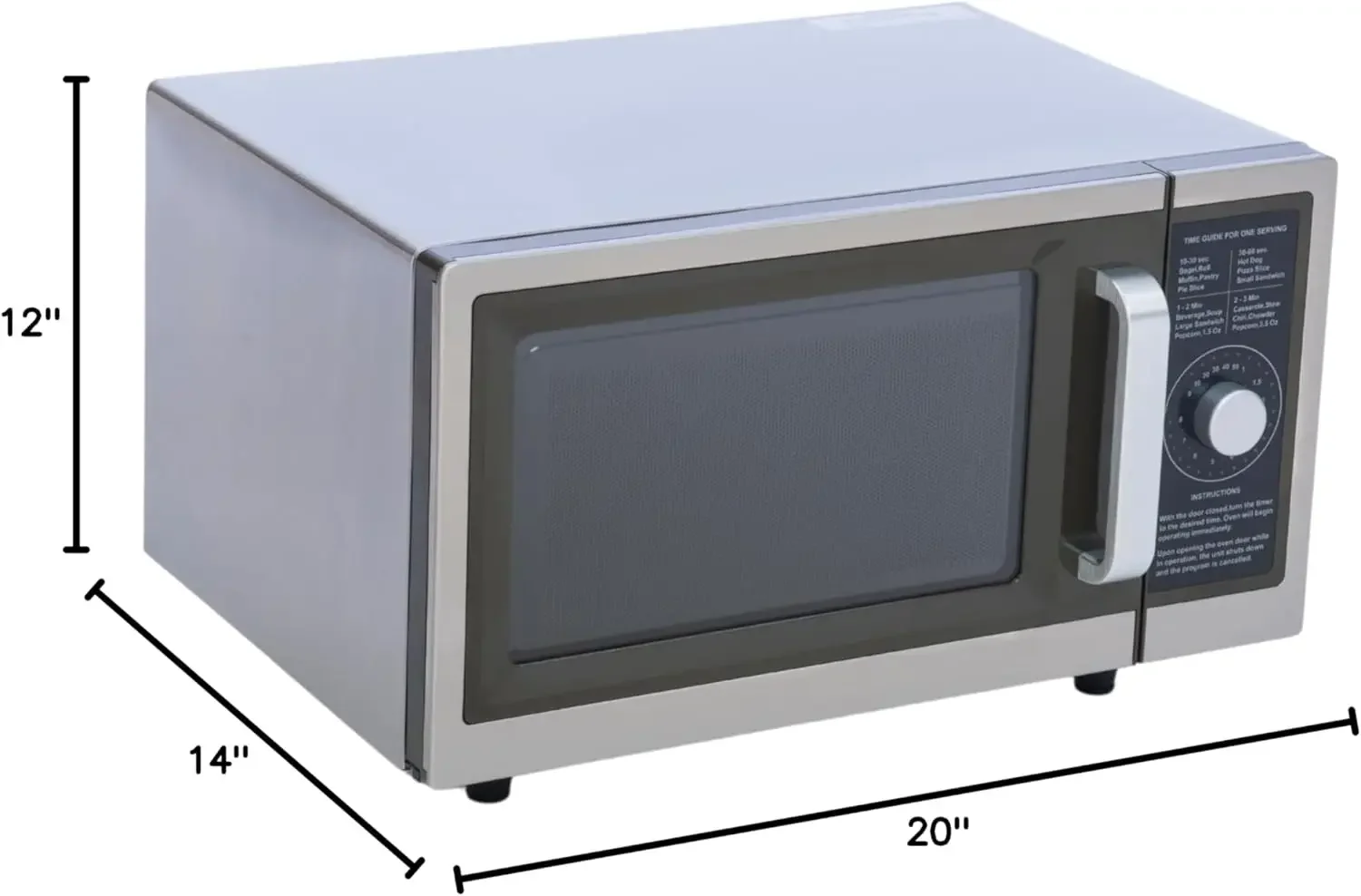 Microwave with Dial Control, 1 Cubic Feet Interior, Stainless Steel, 1000 Watts, UL and NSF Approved 5