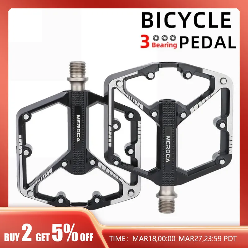 ROCKBROS Mountain Bike Bicycle Pedals Quick Release CNC Sealed Bearings 9/16