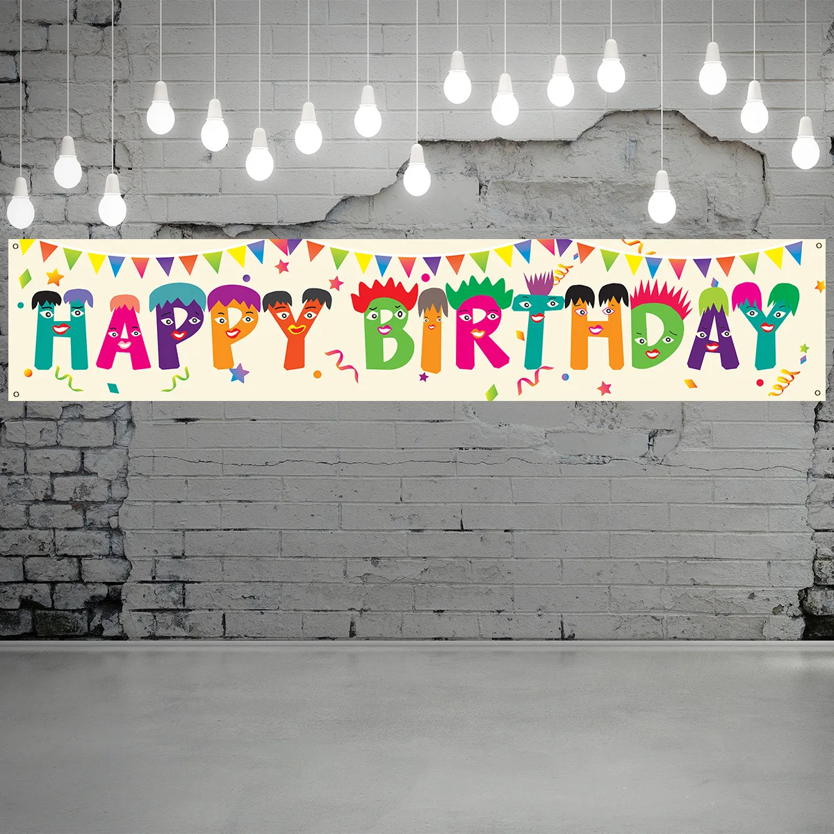 

Large Happy Birthday Banner 250cm/8.2ft Large Yard Sign for Party Wall Backdrop Fence Decorations Merry Christmas Banner